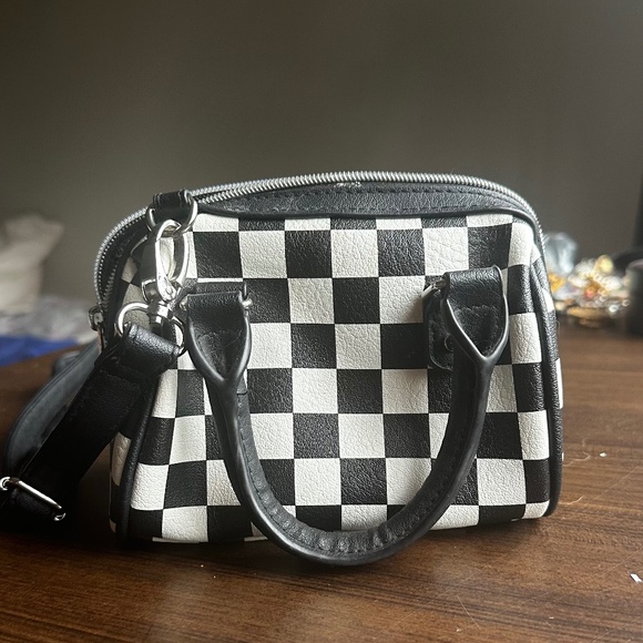 No Boundaries Faux Leather Mini Checkered Purse w/ Adjustable Cross body - Picture 1 of 5